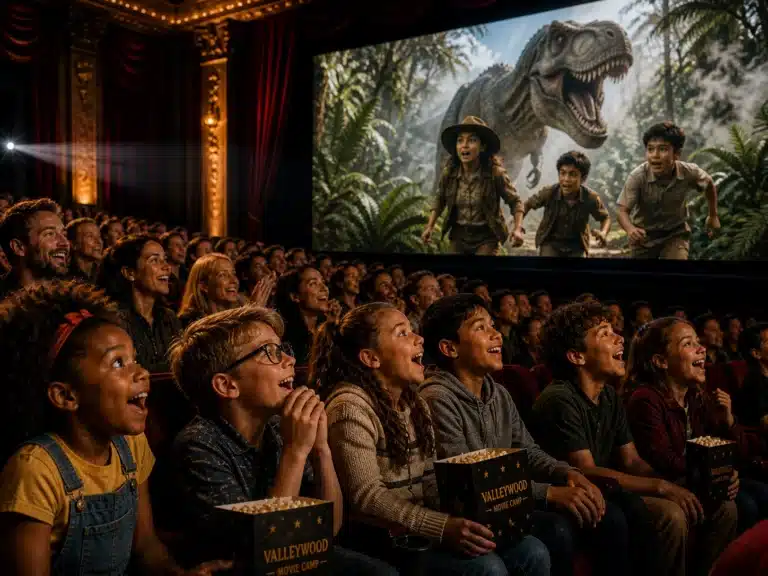 Audience watching the finished Valleywood movie on the big screen