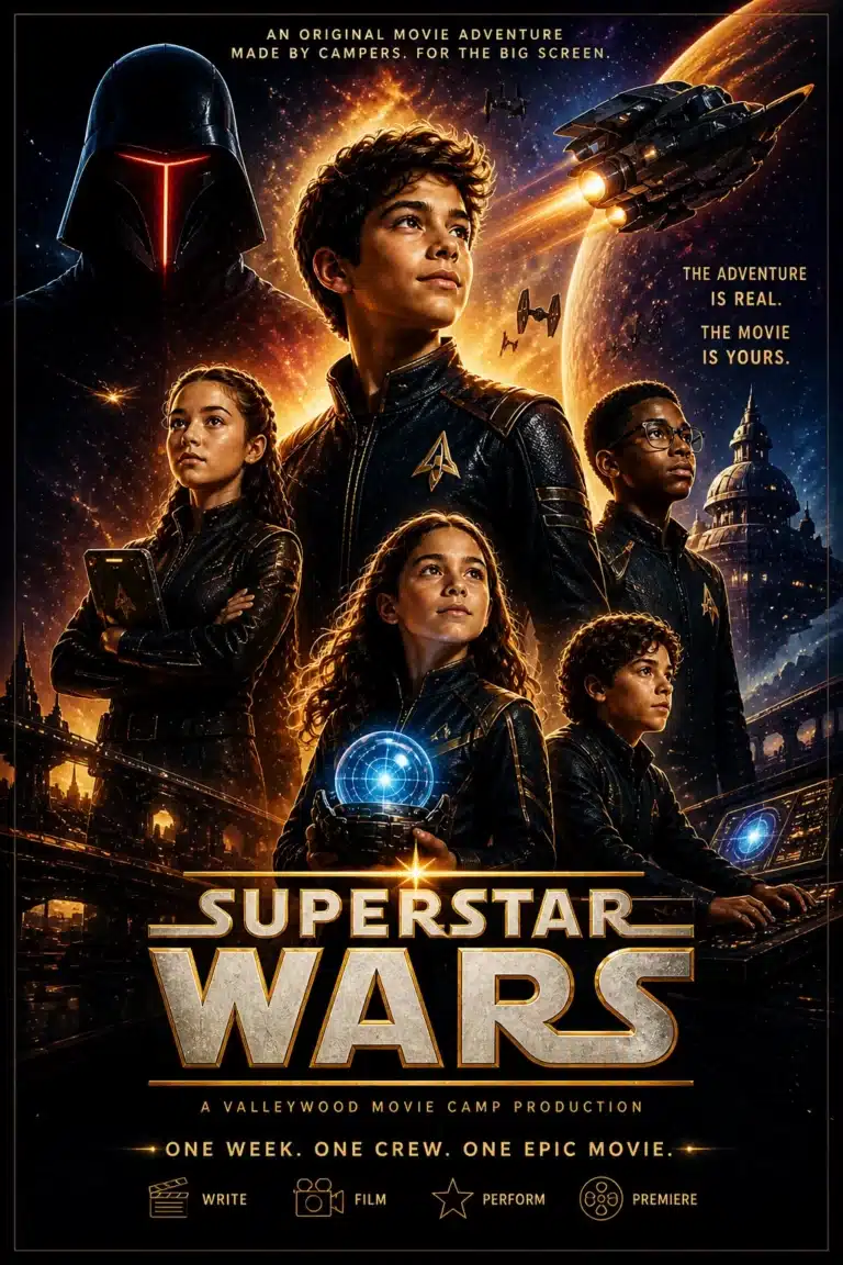 Super Star Wars space adventure movie poster for Valleywood Movie Camp