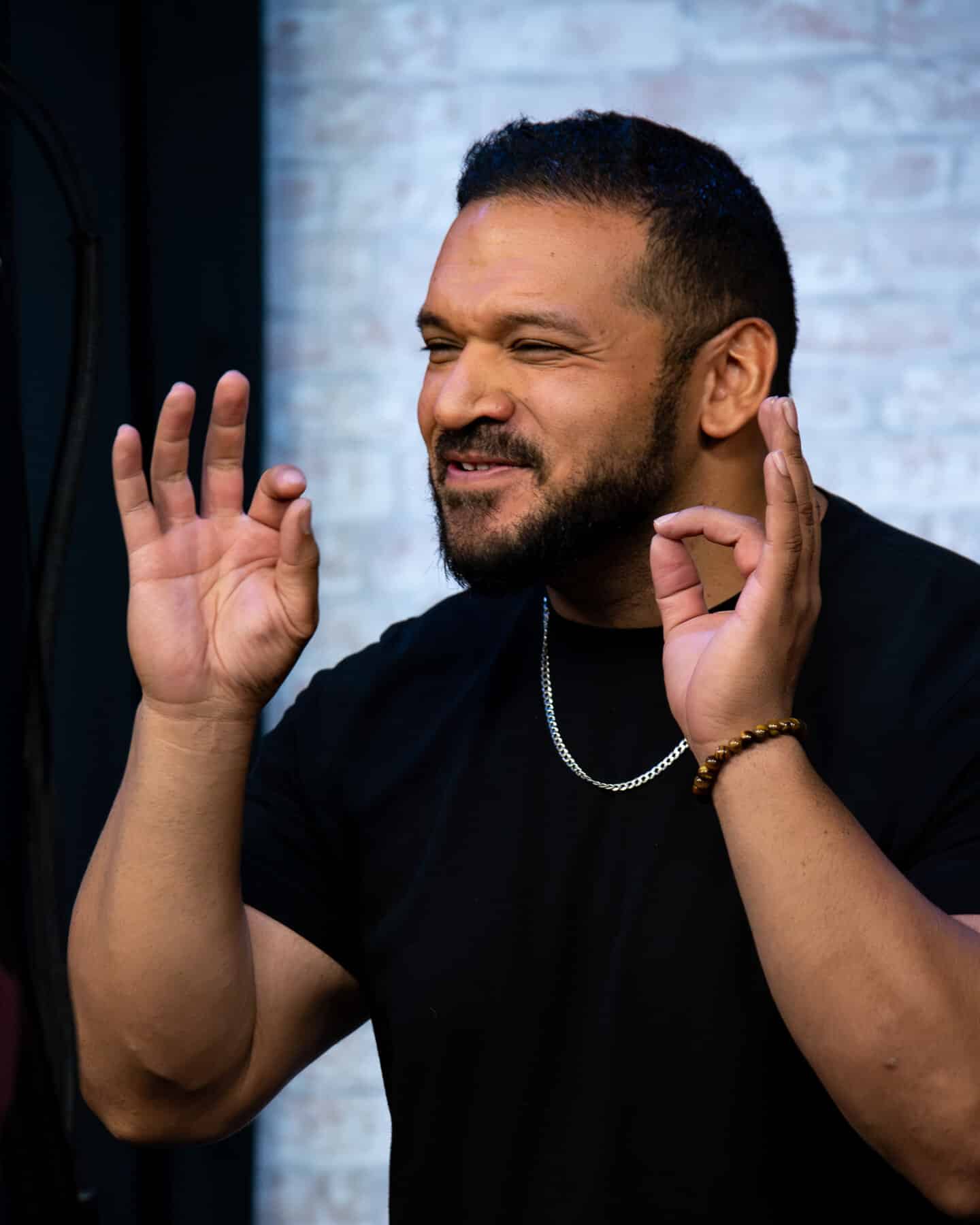 An adult actor mid-scene on camera in a script class at Dearing Acting Studio