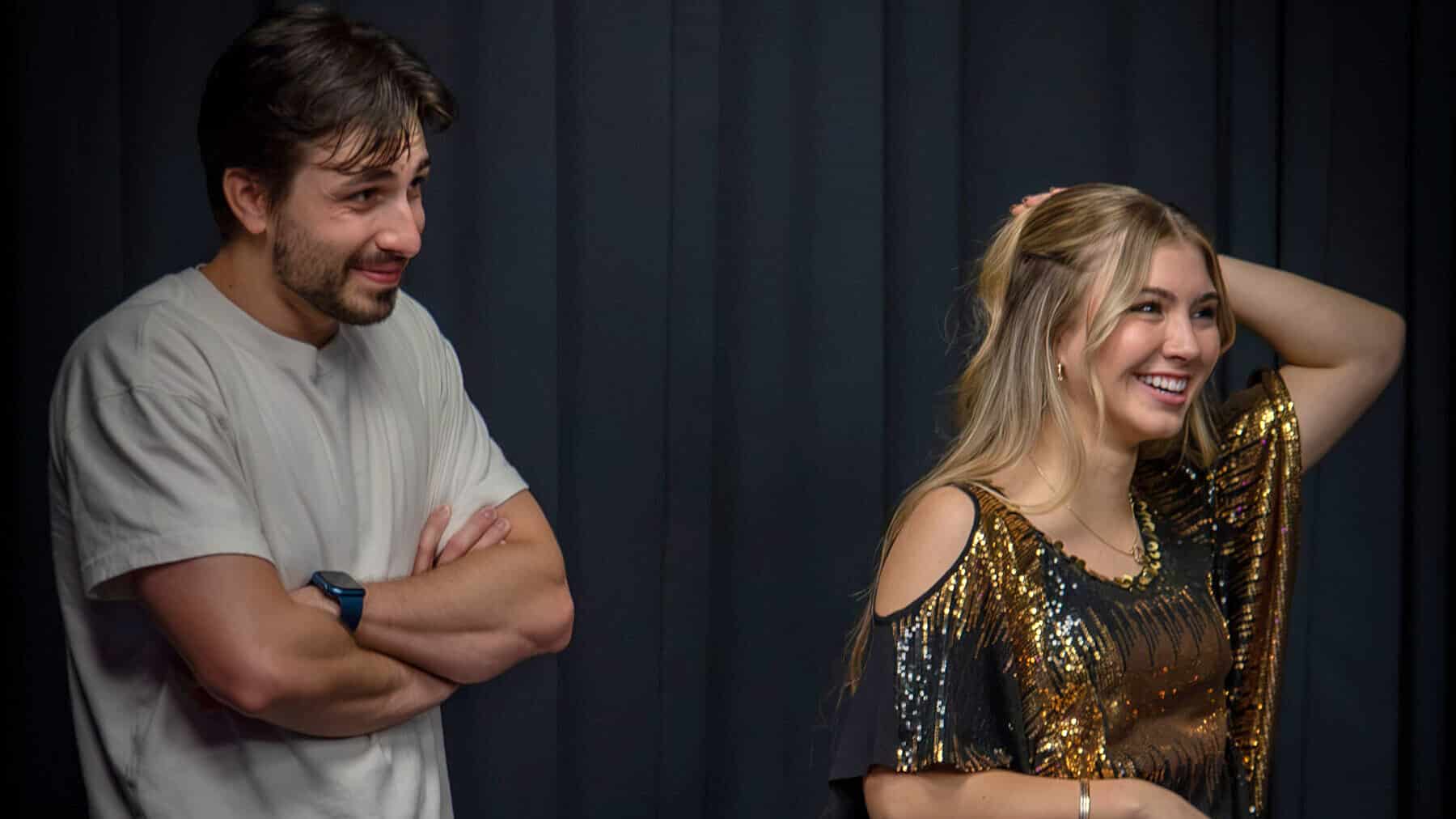 Two adult improv students react to a scene at Dearing Acting Studio in Phoenix