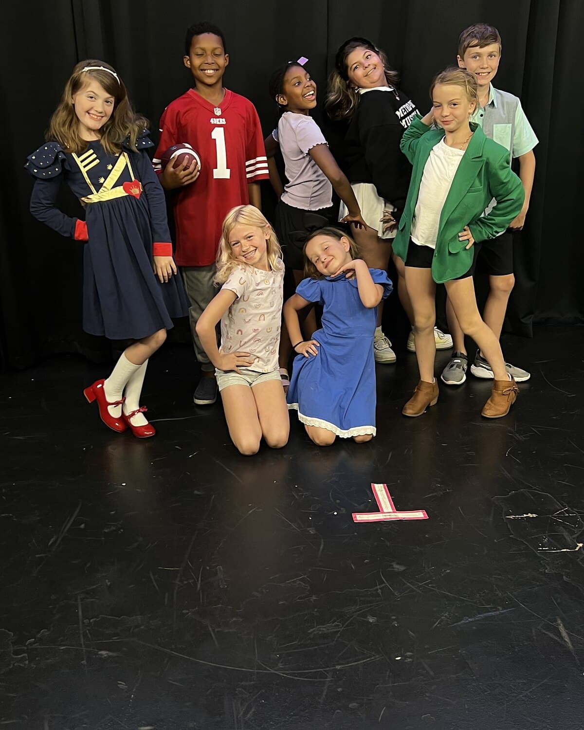 Kid script students in costume for a scene at Dearing Acting Studio