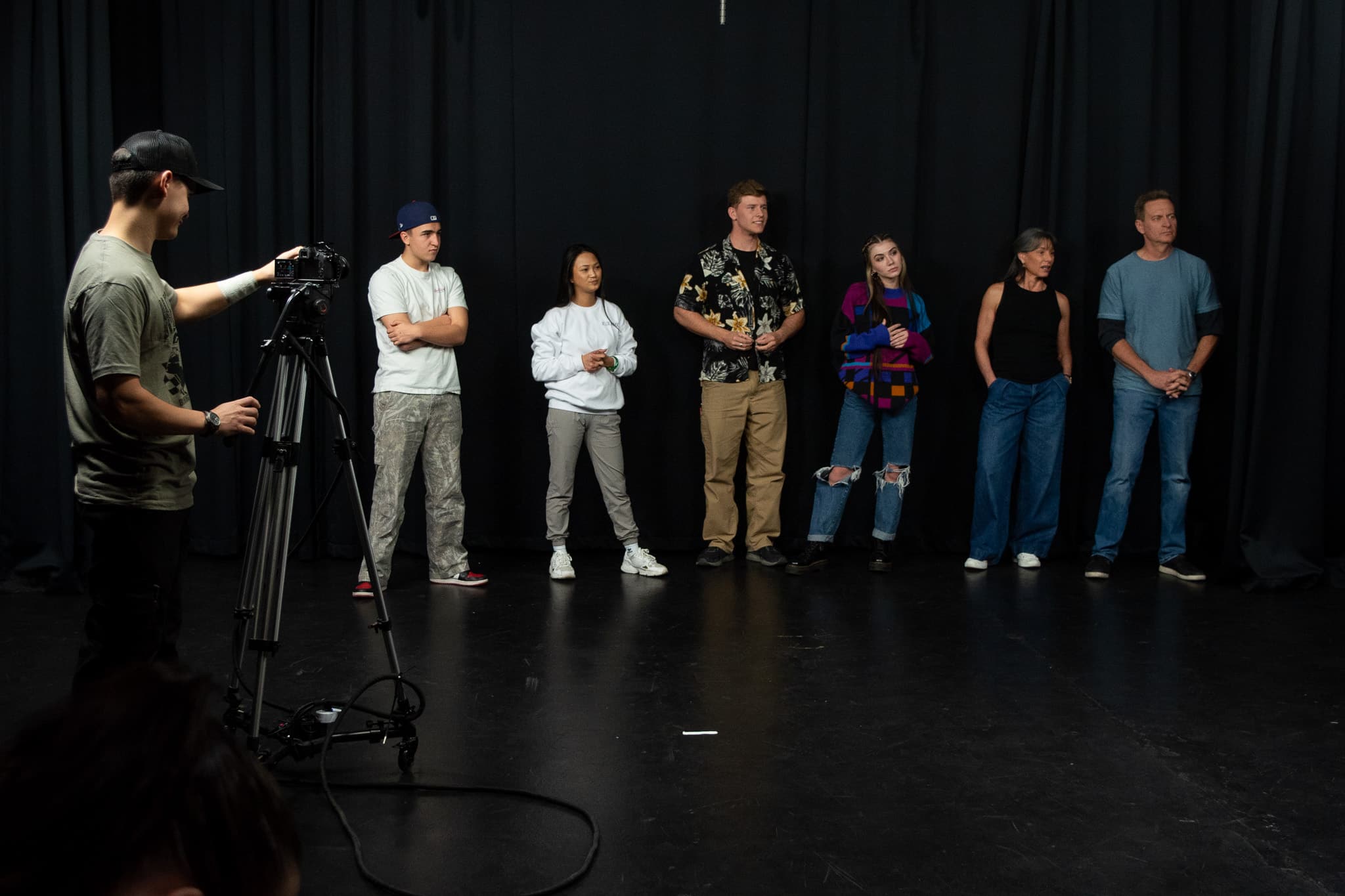 A casting session in progress at Dearing Acting Studio in Phoenix, talent on camera