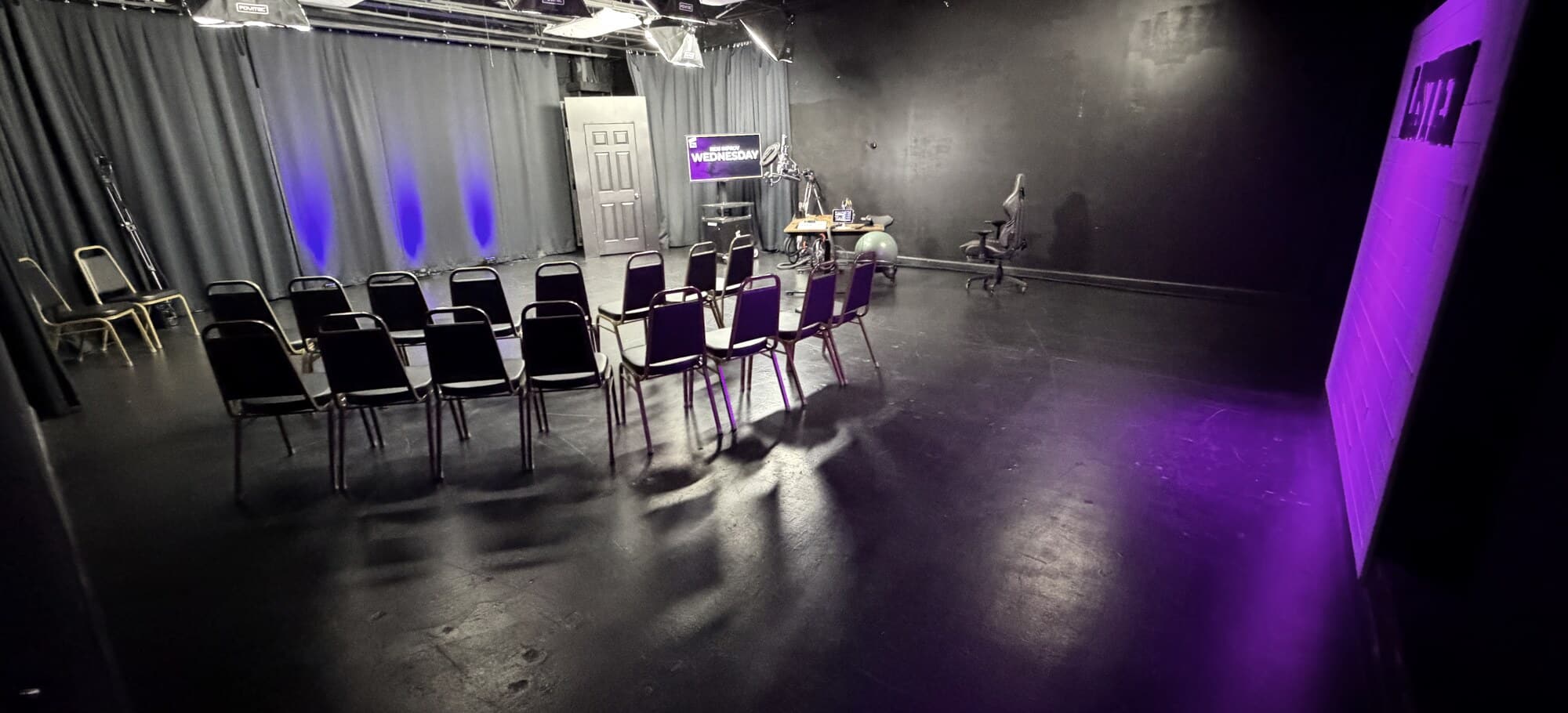 The Dearing Acting Studio room in north Phoenix, lit and empty before a class
