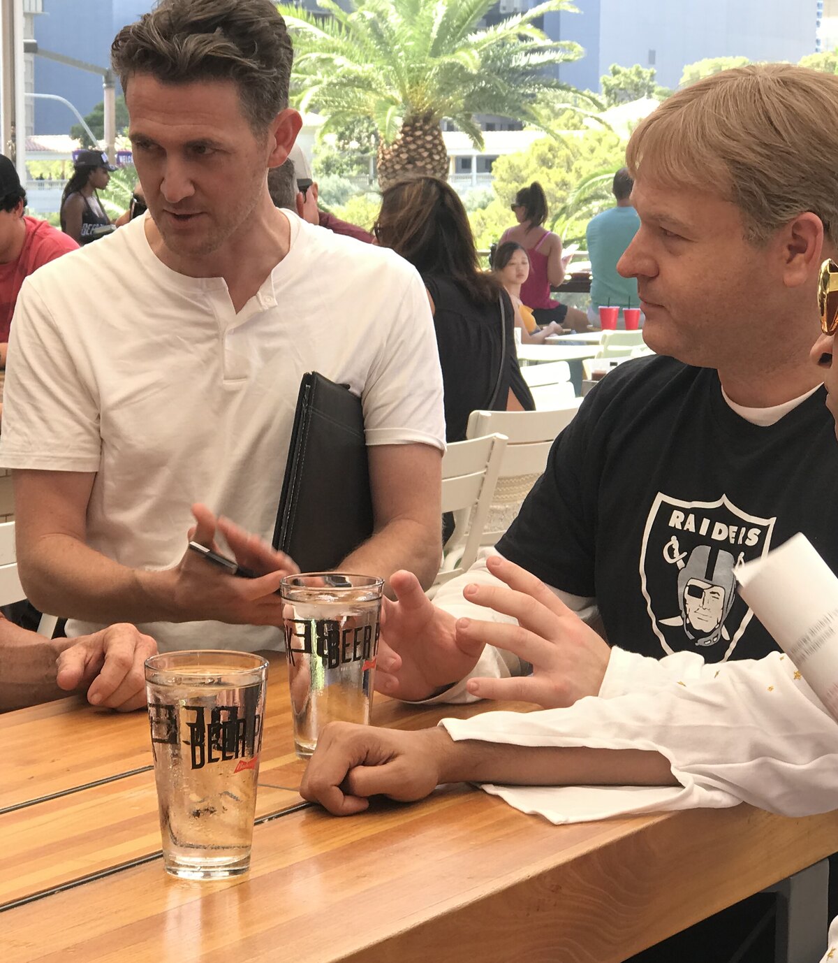Matthew Dearing coaching Frank Caliendo on a set in Las Vegas