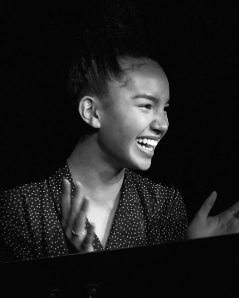 Sofia Wylie laughing during her interview with Matthew at Dearing Acting Studio