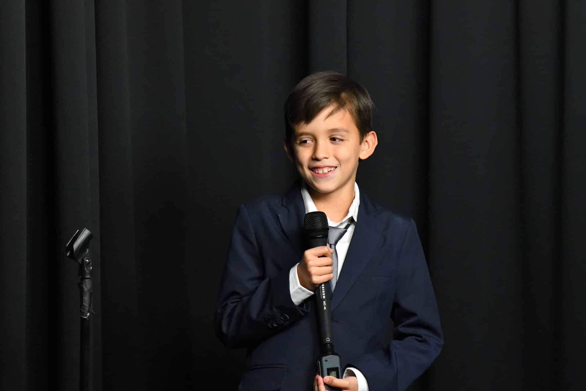 A young actor speaking at the Valleywood premiere in Phoenix